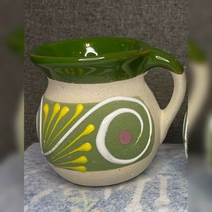 Mexican hand crafted ceramic coffee mug dark green -Jarrito de barro …
